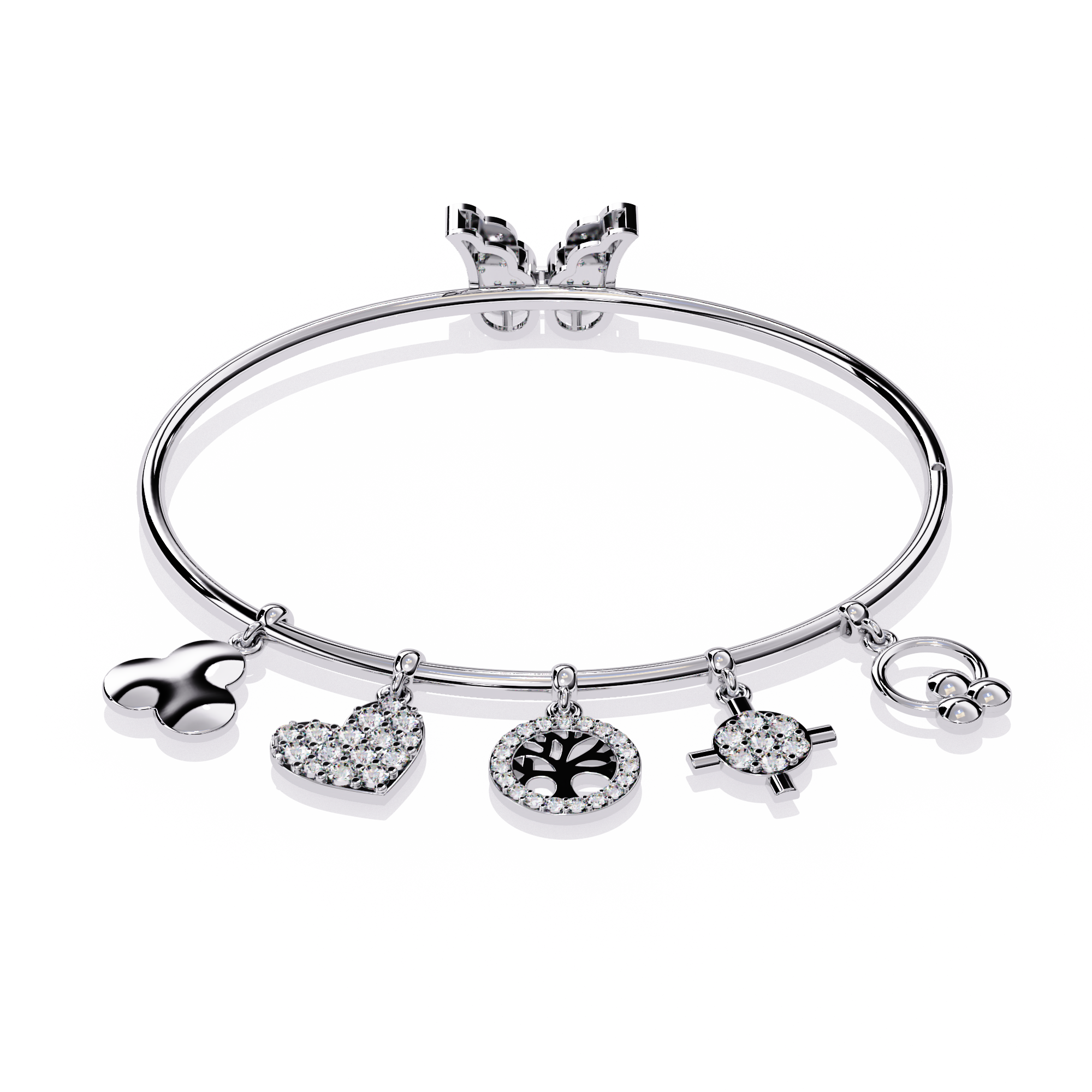 Solitairekart 0.93ct Natural Diamond Charm Bracelet with Butterfly Clasp-HI Color, VS-SI Clarity